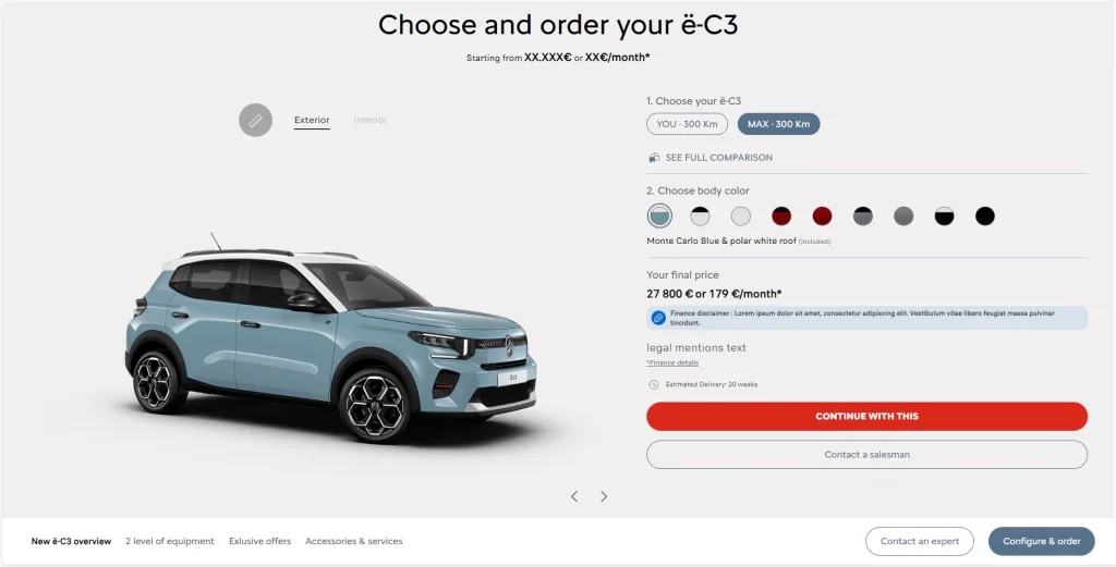 시트로엥 e-C3 온라인 구매 페이지 12