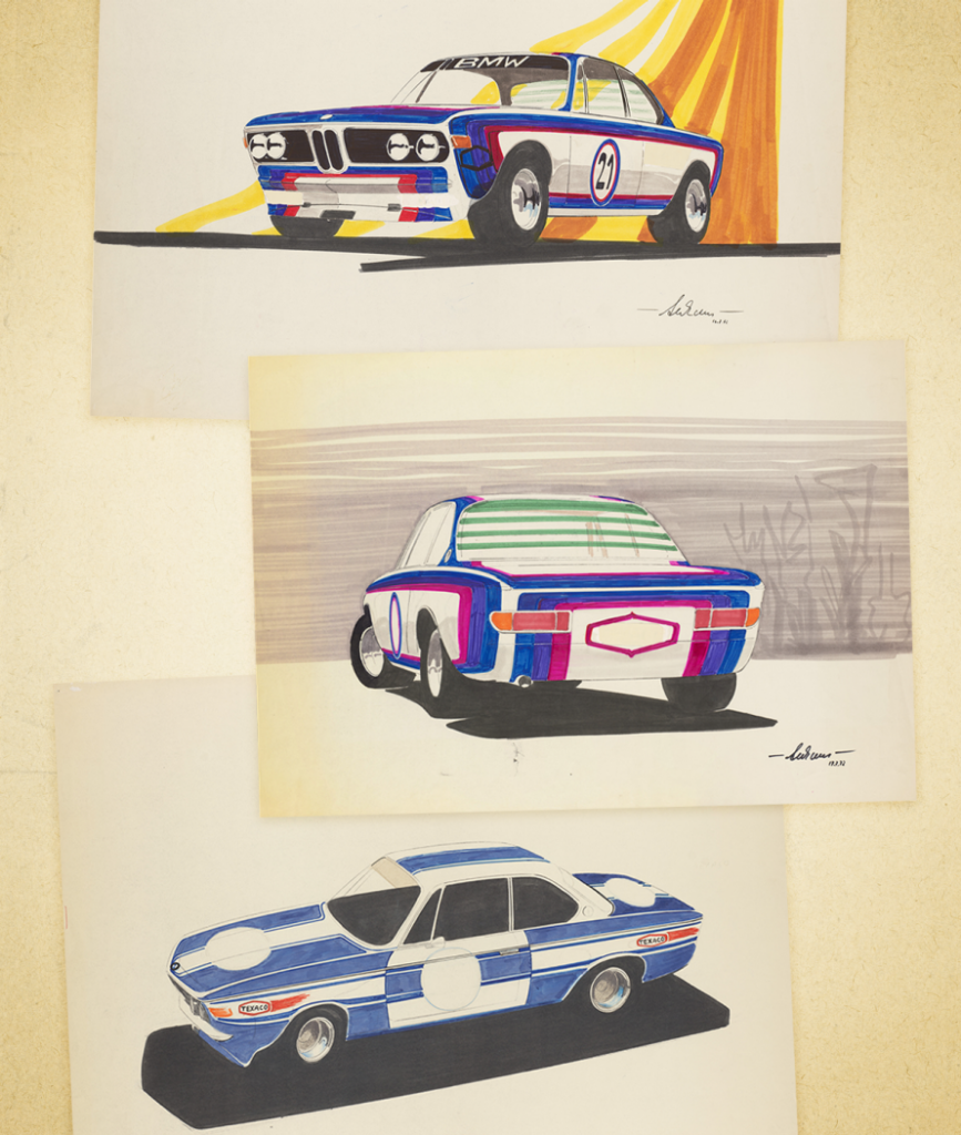 Design drafts by Wolfgang Seehaus from 1972 with sponsor Texaco.