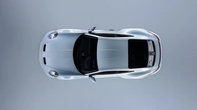 porsche 911 a top view of a white sports car
