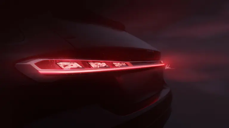 아우디 A5 티저, On July 16, 2024, the four rings unveil the new Audi A5.