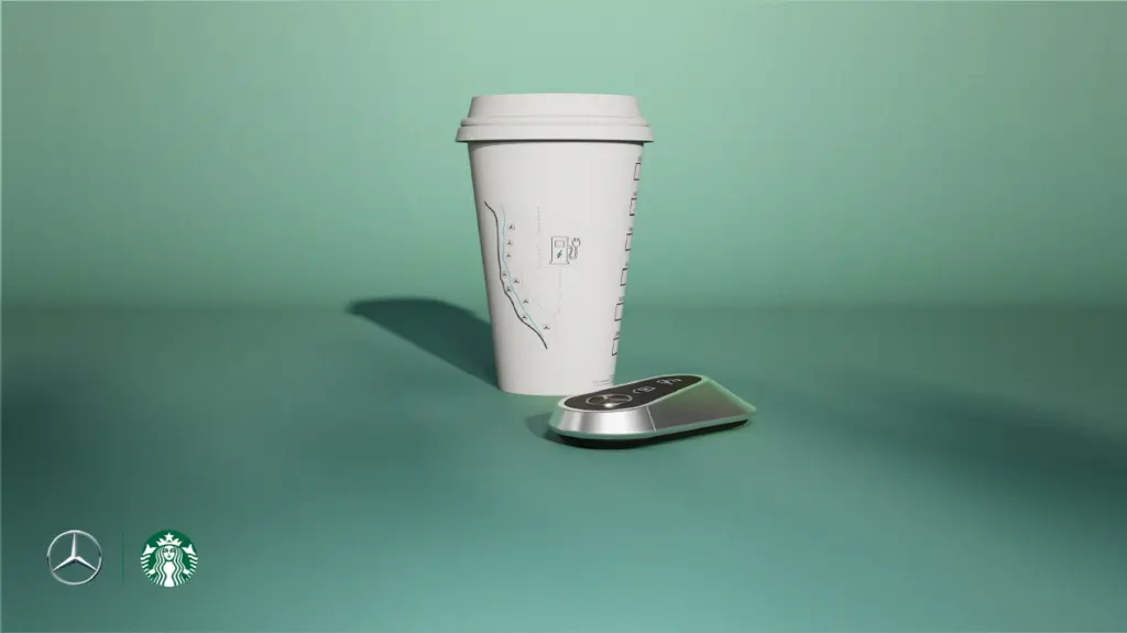 메르세데스-벤츠 스타벅스 전기차 충전기(Laden mit Genuss: Mercedes-Benz kooperiert mit Starbucks Charging meets coffee: Mercedes-Benz collaborates with Starbucks)