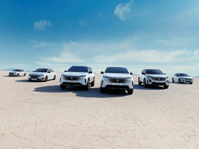 푸조 전기 라인업 (왼쪽부터 푸조 E-308, E-308SW, E-5008 SUV, E-3008 SUV, E-2008 SUV, E-208)