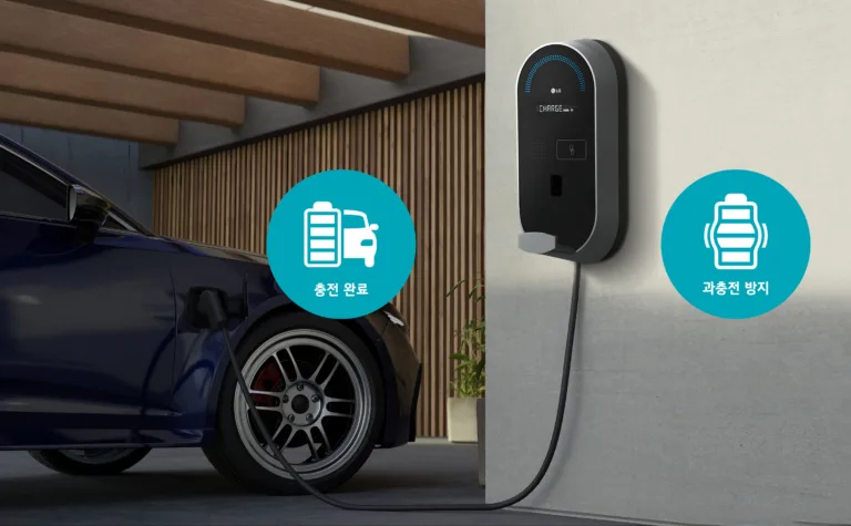 LG전자 완속 전기차 충전기 화재 예방 위한 이중 안전망 구축Generic,Electric,Vehicle,Ev,Hybrid,Car,Is,Being,Charged,From