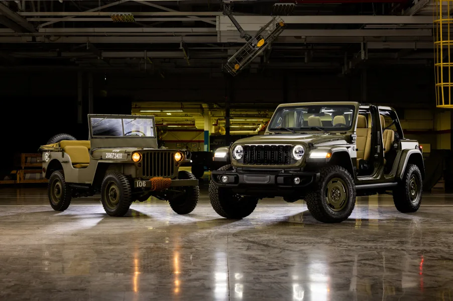 Jeep® Brand Honors Its Heritage With 2025 Wrangler 4xe Willys '41 Special Edition 1 The new 2025 Jeep® Wrangler Willys '41 4xe celebrates the original, combat-born and bred Jeep – the legendary 1941 Willys MB. The limited edition features new military olive drab-inspired '41 exterior paint with matching wheels, 33-inch all-terrain tires, period-correct decals, front and rear steel bumpers, a unique tan interior, coming, optional tan soft top, and is powered by 4xe capability.