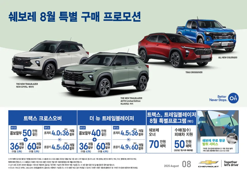 사진 1 쉐보레 8월 한정 특별 구매 프로모션 https://mobilityground.com/wp-content/uploads/2025/08/사진-1-쉐보레-8월-한정-특별-구매-프로모션.webp