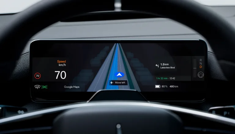 폴스타 4, Polestar first to integrate Google Maps’ live lane guidance – a new navigation experience on the driver display in Polestar 4