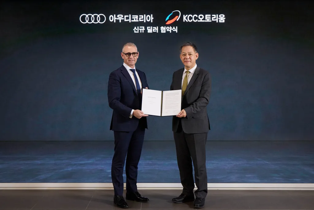 KCC 오토그룹 송파·하남·서대구 아우디 전시장 인수 1 사진 아우디 코리아 KCC 오토그룹 신규 공식 딜러사로 선정 https://mobilityground.com/wp-content/uploads/2026/02/사진_아우디-코리아-KCC-오토그룹-신규-공식-딜러사로-선정-scaled.webp