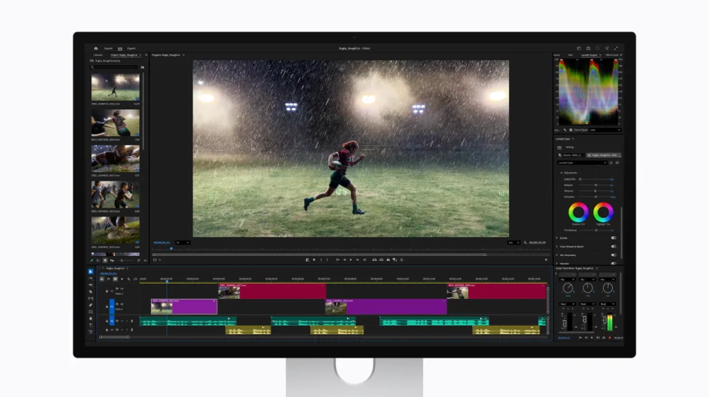 애플, 스튜디오 디스플레이 XDR 공개…미니 LED·2000니트 HDR 지원 5 Apple Studio Display XDR Adobe Premiere 260303 https://mobilityground.com/wp-content/uploads/2026/03/Apple-Studio-Display-and-Studio-Display-XDR-260303.webp