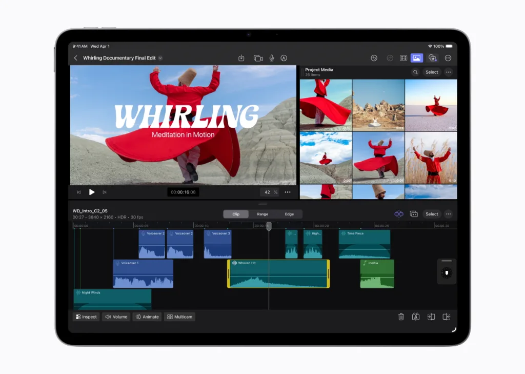 Apple iPad Air M4 Final Cut Pro 260302 https://mobilityground.com/wp-content/uploads/2026/03/Apple-iPad-Air-M4-multitasking-260302.webp