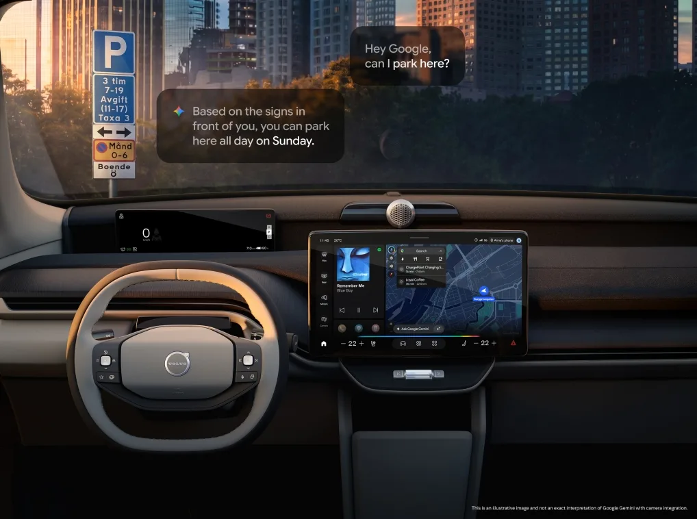Volvo and Google Integrate Gemini AI with Vehicle Cameras in EX60 1 볼보 구글 제미나이, volvo google gemini, ”Hey Google, can I park here?”