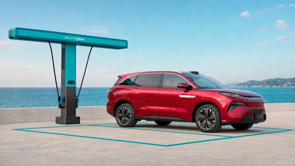 BYD, 파리 모터쇼에서 7인승 플래그십 SUV 아토 8 공개 1 사진자료 BYD 아토 8 외관 및 플래시 충전 https://mobilityground.com/wp-content/uploads/2026/10/사진자료-BYD-아토-8-_-외관-및-플래시-충전.webp